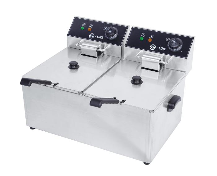 Friteuse - Elektrisch - Tafelmodel - 2 x 8 L - RVS - 2 x 230V - G-Line HW-147701 €189.00 Friteuses 230 volt