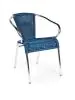 Terrasstoel Cannet - Stapelbaar - Armleuning - Gevlocht Riet - Blauw - Aluminium - G-Line