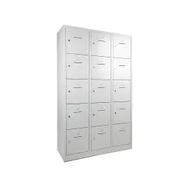 Garderobe Lockerkast - 15 deurs - H 190 x 120 x 45 CM - Grijs - Cilinderslot - WRC