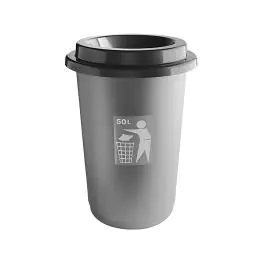 Afval Container - H 59.5 CM - 1.617 KG - Ø41 CM - Polypropyleen - Grijs - 50 Liter - 650050