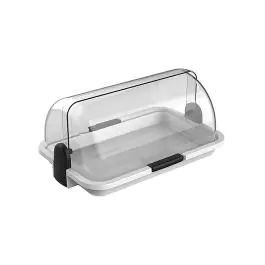 Buffetvitrine - H 14 x 30 x 20 CM - 0.7 KG - Polypropyleen - Transparant - Rolltop Deksel - 245001
