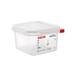 Voedseldoos - 1/6 GN - 1.7 Liter - H 10 x 17.6 x 16.2 CM - Polypropyleen - Transparant - -40°C / +95°C - Araven - 962363