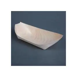 Wegwerp serveerbootjes - 100 stuks - H 3 x 19 x 10 CM - Populierenhout - Fiesta Green - DK387