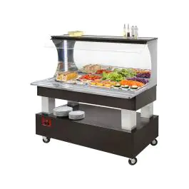 Gekoeld Buffet - 4 x 1/1 GN - Wengé hout - H 140.5 x 149.5 x 69 CM - Diamond - ASB/4N-B1-R2