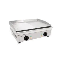 Grillplaat - Elektrisch - Gegroefd + Glad - RVS - 230V - H 23.5 x B 60 x D 46 CM - Saro - 172-3205
