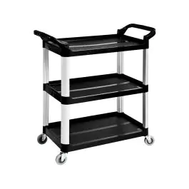 Serveerwagen - 3 Niveaus - Kunststof Zwart - Aluminium - G-Line