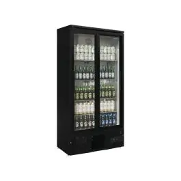 Koelkast - 490 Liter - 2-Deurs - Glazen Deur - Zwart - Polar
