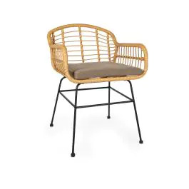 Terrasstoel Janeiro - Gevlocht Rattan - Armleuning - Naturel - G-Line