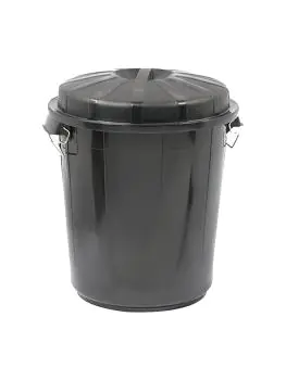 Afval Container - H 58.5 CM - 2.576 KG - Ø49.5 CM - Zwart - 70 Liter - Denox - 600051