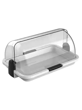Buffetvitrine - H 14 x 30 x 20 CM - 0.7 KG - Polypropyleen - Transparant - Rolltop Deksel - 245001