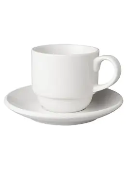 Kop en schotel - 20 CL - Breed - Wit - 6 stuks - Mammoet - Budgetline - 506955