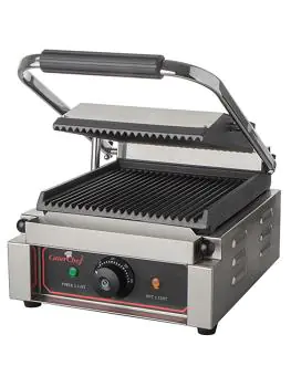 Contactgrill Solocompact - H 19.3 x 28.9 x 32 CM - 14 KG - 220 - 240 V - 1800 W - Gietijzer - Geribbeld - +50°C / +300°C - Caterchef - 688400