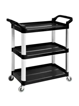 Serveerwagen - 3 Niveaus - Kunststof Zwart - Aluminium - G-Line