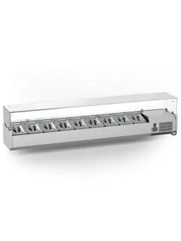 Gekoelde Opzetvitrine - 10 x 1/4 GN - Glazen Opzet - 230V - B 200 CM - G-Line