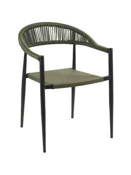 Terrasstoel Joanna - Stapelbaar - Armleuning - Rattan - Groen - G-Line