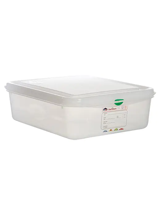 Voedseldoos - 1/2 GN - 6.5 Liter - H 10 x 32.5 x 26.5 CM - Polypropyleen - Transparant - -40°C / +100°C - Denox - 600470 E600470 €12.35 Voedselbakken