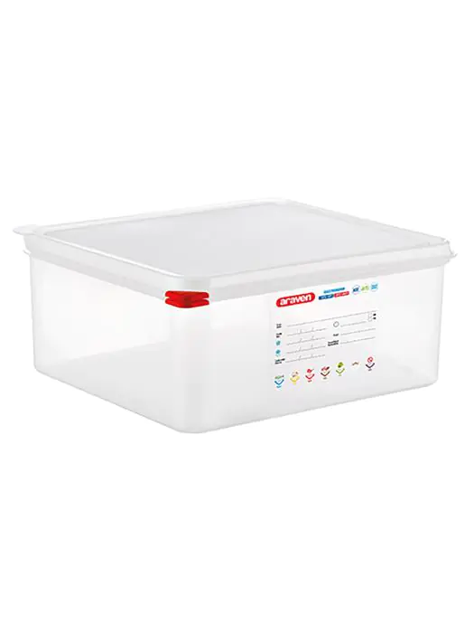 Voedseldoos - 2/3 GN - 14 Liter - H 15 x 35.4 x 32.5 CM - Polypropyleen - Transparant - -40°C / +95°C - Araven - 962232 E962232 €22.50 Voedselbakken