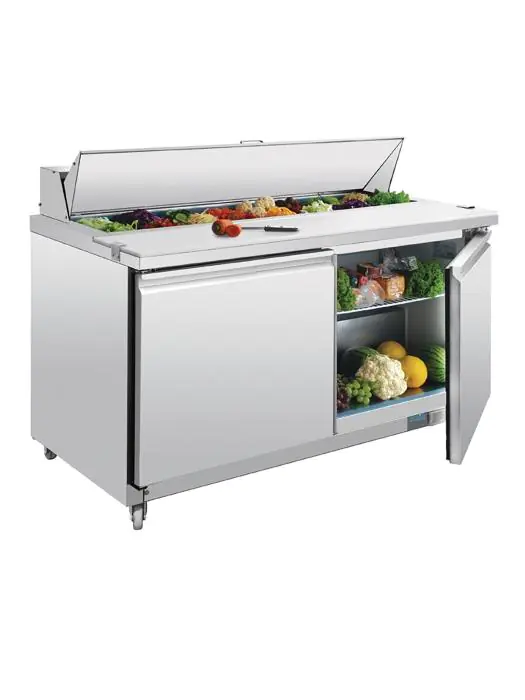 Saladette - 527 Liter - 2 deurs - H 109.7 x 155.5 x 76 CM - 230 V - RVS - Polar - GD883 GD883 €1,999.99 Saladette