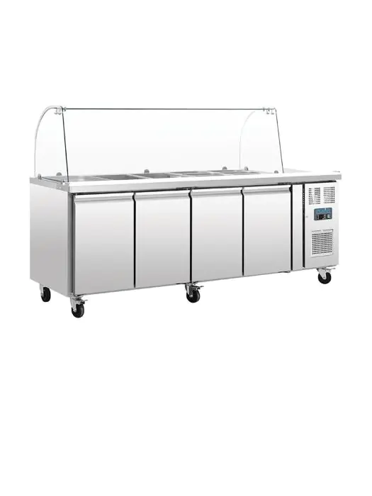 Saladette - 4 x 1/1 GN - 4 deurs - H 136 x 223 x 70 CM - 230 V - RVS - Polar - CT395 CT395 €2,114.90 Saladette