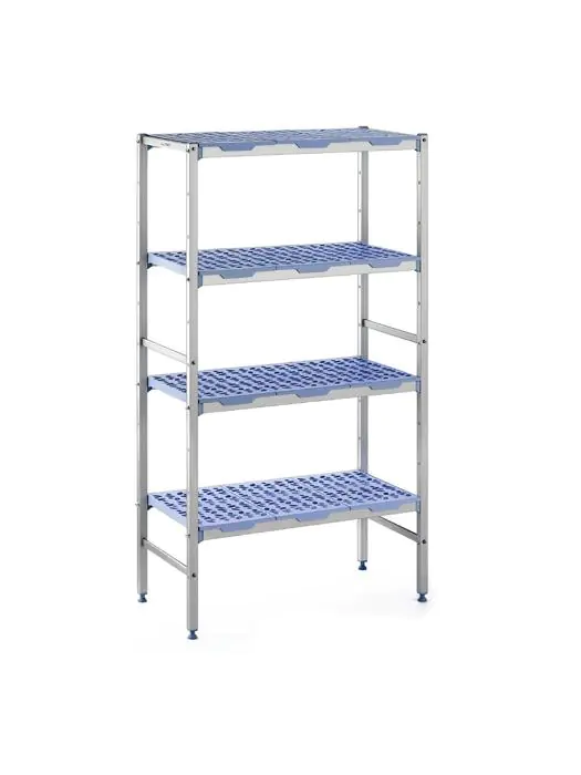 Lijnrek - 4 schappen - H 175 x 40 CM - Aluminium/Polypropyleen - Tournus lijnrek-h175-d40-tournus €458.99 RVS stellingen