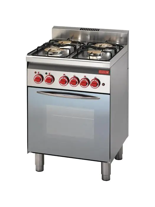 Gasfornuis - 600 Line - 4-pits - Heteluchtoven - H 85 x 60 x 60 CM - 220-240 V - RVS - Gastro M - GN013 GN013 €1,972.25 Gastro M 600 line