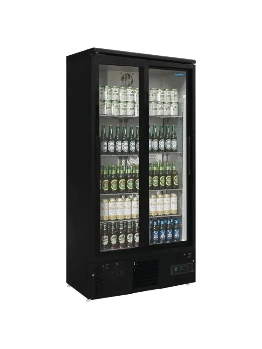 Koelkast - 490 Liter - 2-Deurs - Glazen Deur - Zwart - Polar GJ448 €1,124.88 Koelkasten met glazen deur