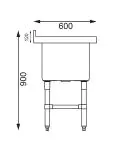 Spoeltafel - Extra diep - 100 Liter - H 90 x 77 x 60 CM - RVS - Vogue - CE141 CE141 €349.83 RVS wasbakken / spoelbakken