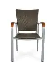 Terrasstoel Baja - Stapelbaar - Armleuning - Gevlocht Riet - Bruin - Kunststof - G-Line HW-16774 €59.95 Terrasstoelen