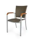 Terrasstoel Baja - Stapelbaar - Armleuning - Gevlocht Riet - Bruin - Kunststof - G-Line HW-16774 €59.95 Terrasstoelen