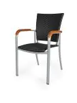 Terrasstoel Baja - Stapelbaar - Armleuning - Gevlocht Riet - Zwart - Kunststof - G-Line HW-16773 €59.95 Terrasstoelen