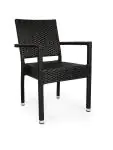 Terrasstoel Mezza - Plat Geweven - Stapelbaar - Armleuning - Zwart - G-Line HW-16769 €49.95 Terrasstoelen