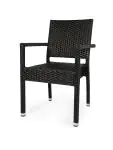 Terrasstoel Mezza - Plat Geweven - Stapelbaar - Armleuning - Zwart - G-Line HW-16769 €49.95 Terrasstoelen