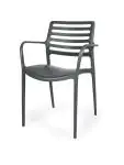 Terrasstoel Louise - Stapelbaar - Armleuning - Charcoal - G-Line HW-32165 €39.95 Terrasstoelen