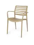 Terrasstoel Louise - Stapelbaar - Armleuning - Coffee - G-Line HW-32161 €39.95 Terrasstoelen