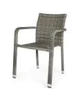Terrasstoel Lincoln - Stapelbaar - Armleuning - Gevlocht Rattan - Grijs - G-Line HW-60379 €39.95 Terrasstoelen