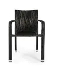 Terrasstoel Lincoln - Stapelbaar - Armleuning - Gevlocht Rattan - Zwart - G-Line 59566 €39.95 Terrasstoelen