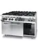 Gasfornuis Kitchen Line 6 pits met elektrische heteluchtoven GN 1/1 - RVS - H 90 X 70 X 120 CM - Hendi - 225899