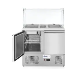 Saladette met 2 deuren en glazen vitrine 300L - RVS - H 130 X 70 X 90 CM - Arktic - 232781