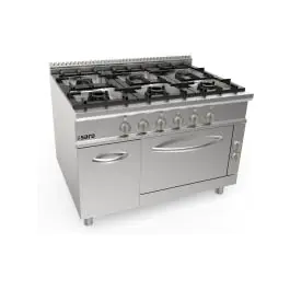 Gasfornuis - Elektrische Oven - 6 Branders - RVS - 400V - H 85 x B 120 x D 90 CM - Saro - 423-8030