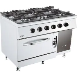 Fornuis - Gas - 6 Pitten - Gasoven - Staand Model - H 90 x B 120 x D 70 CM - Combisteel