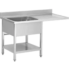 RVS Horeca Spoeltafel Voor Vaatwasser - Demontabel - 1 Bak Links - Met Onderschap - G-Line