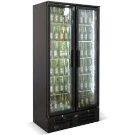 Koelkast - 420 Liter - 2-Deurs - Glazen Deur - Geforceerd - Zwart - Combisteel