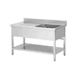 RVS Horeca Spoeltafel - Demontabel - 1 Bak Rechts - Met Onderschap - G-Line