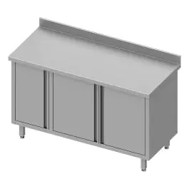 Gesloten RVS Werktafel - Draaideuren - Kast Links - Opstaande Rand 10 CM - G-Line
