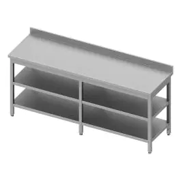 RVS Werktafel - Dubbel Onderschap - Opstaande Rand 10 CM - G-Line