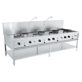 Gas Woktafel 4X17Kw + 3X9Kw - Staand model - Gas