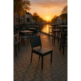 Terrasstoel Mezza - Plat Geweven - Stapelbaar - Zwart - G-Line