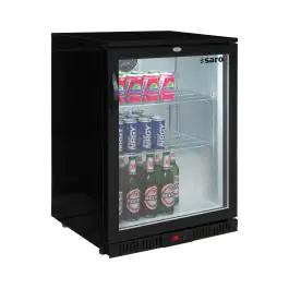 Barkoelkast - 128 Liter - 1-Deurs - Glazen Deur - Geforceerd - Zwart - Saro