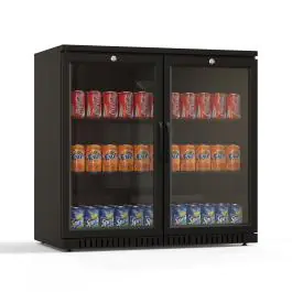 Barkoelkast - 158 Liter - 2-Deurs - Glazen Deur - Geventileerd - Zwart - G-Line