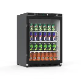 Koelkast Mini - 200 Liter - 1-Deurs - Glazen Deur - Geventileerd - Zwart - G-Line